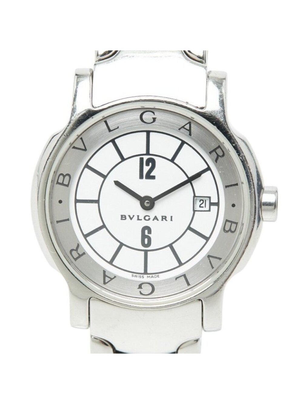 Bvlgari Solo Tempo Watch White Silver Stainless Steel